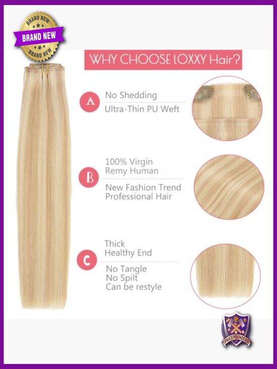 Seamless PU Weft Clip In Hair Extensions 14\